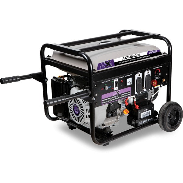 Motosoldadora y Generador a gasolina AX TECH MS232 200amp 5,500w. Encendido eléctrico y manual