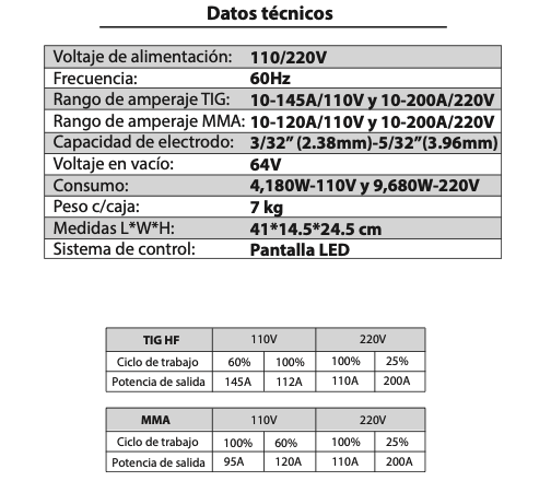 SOLDADORA INVERSOR TIG HF ALTA FRECUENCIA Y MMA 200AMP BIVOLTAJE 110/220V AXT-TH200LCD