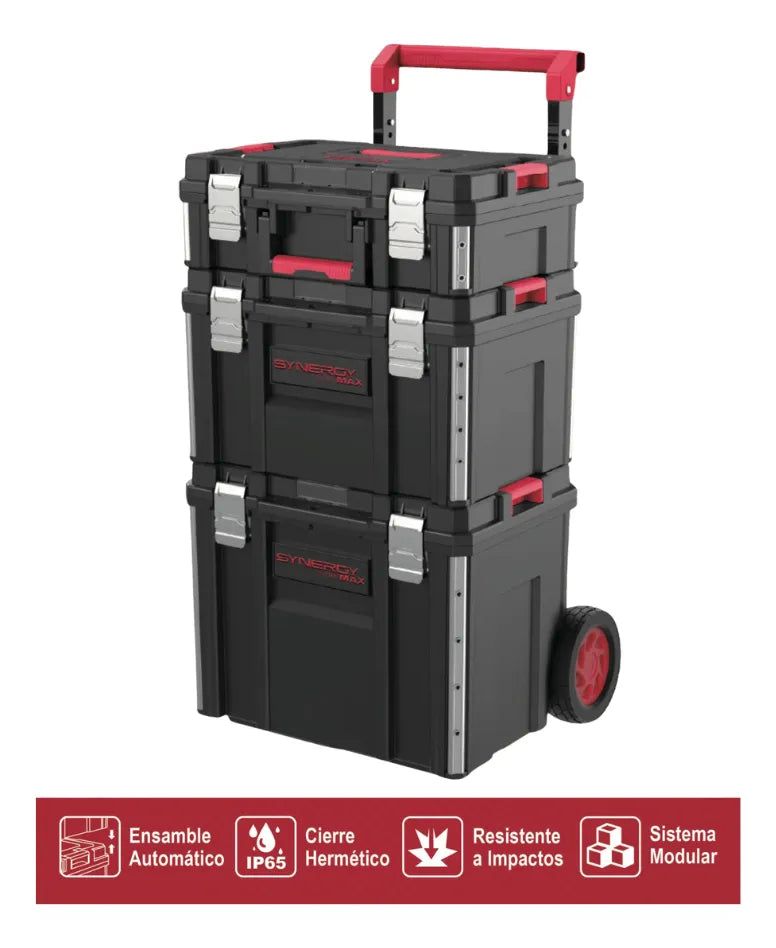 COMBO MINI ESMERILADORA 4 1/2" AX TECH + CAJA de HERRAMIENTAS PACKOUT USO RUDO