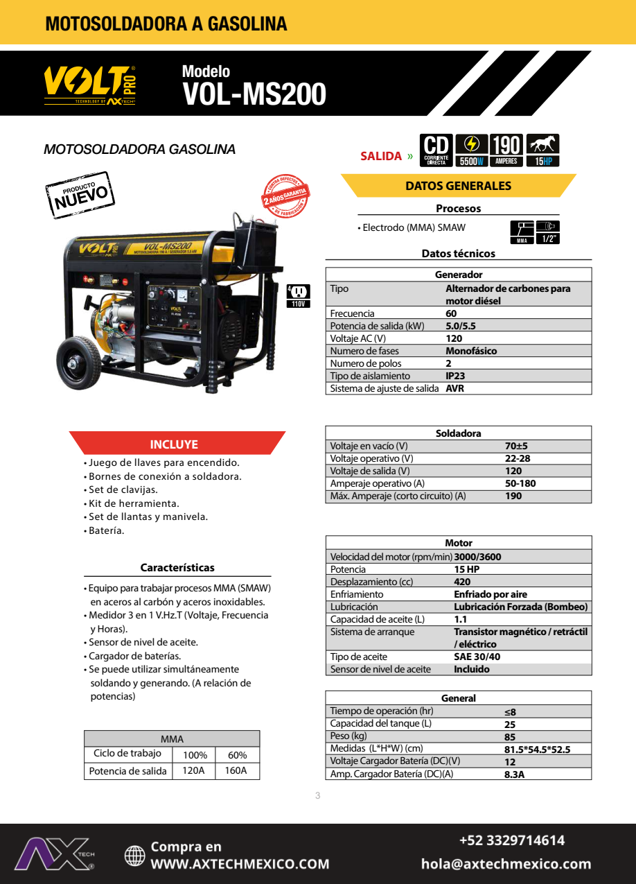 VOL-MS200 ficha técnica