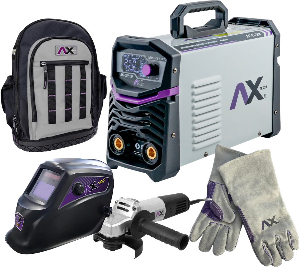 COMBO SOLDADORA INVERSOR 250 amp AX TECH BIVOLTAJE 110/220V AXT-257LCD