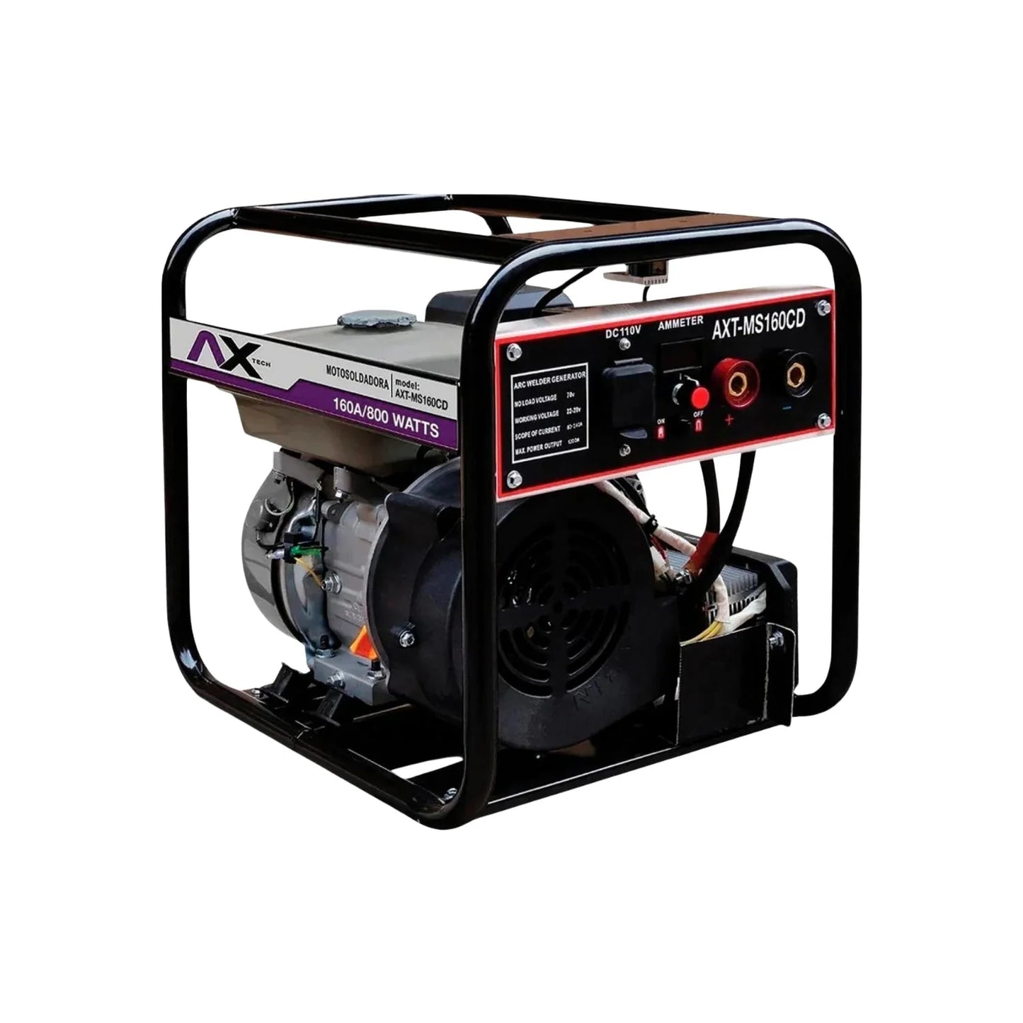 MOTOSOLDADORA Y GENERADOR AXT-MS160CD A GASOLINA DE CORRIENTE DIRECTA | 1000W 130 Amp