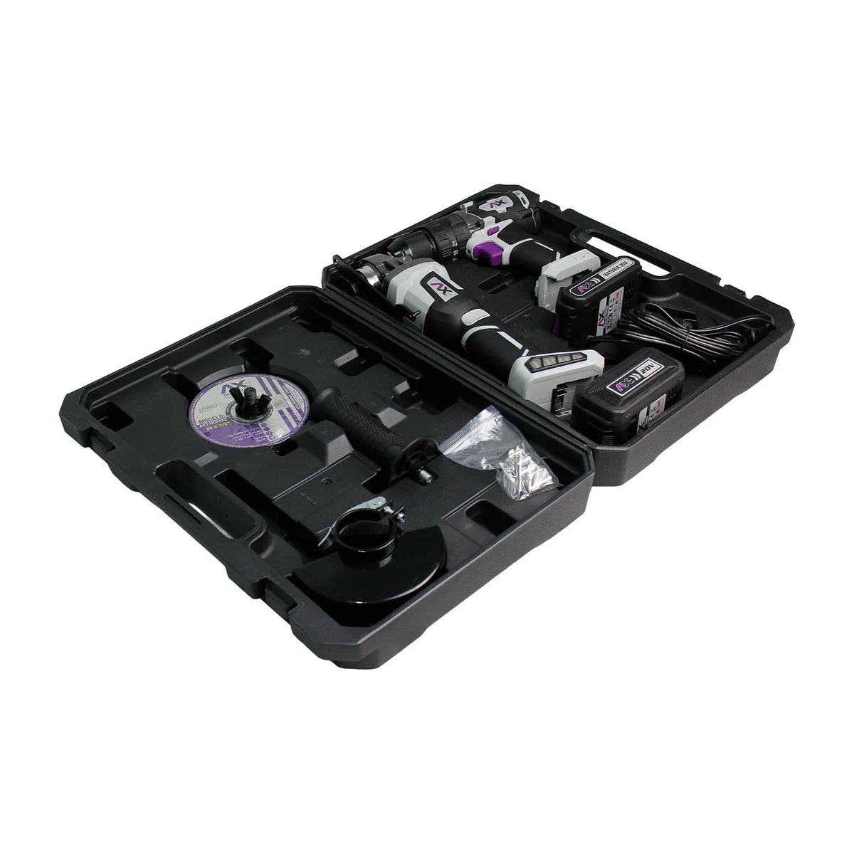 Combo MOTOSOLDADORA Y GENERADOR A GASOLINA 50-180A  120/240V 16HP ENCENDIDO ELECTRICO Y LLANTAS + KIT INALAMBRICO ESMERILADORA Y TALADRO AX TECH AXT-KITER20V AXT-MS234