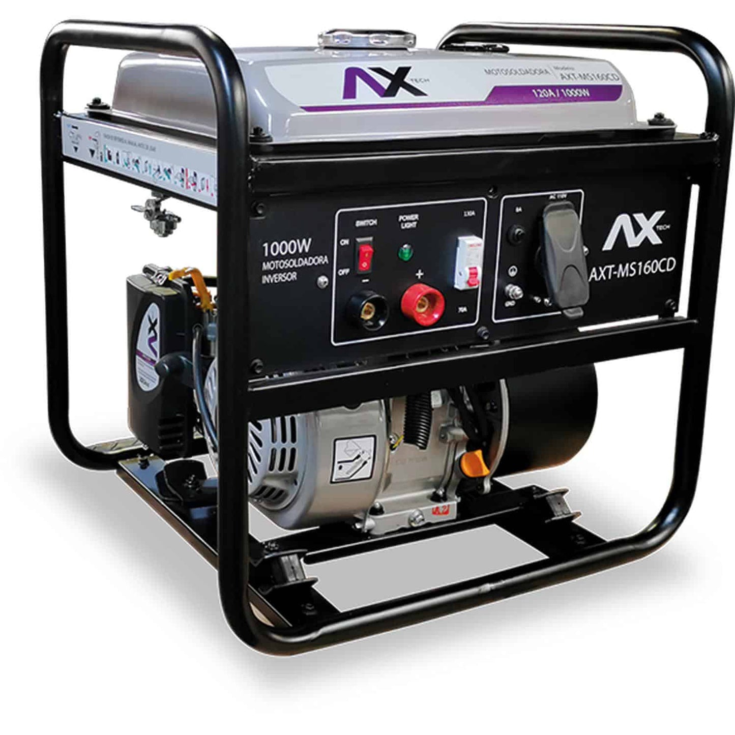 MOTOSOLDADORA Y GENERADOR AXT-MS160CD A GASOLINA DE CORRIENTE DIRECTA | 1000W 130 Amp