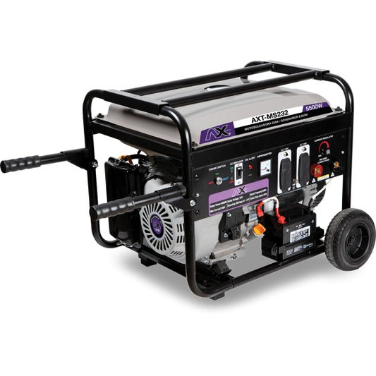 Motosoldadora y Generador a gasolina AX TECH MS232 200amp 5,500w. Encendido eléctrico y manual