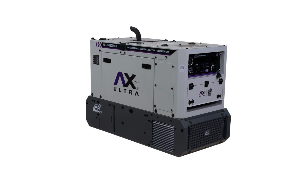 Combo MOTOSOLDADORA A GASOLINA INVERTER INDUSTRIAL RHINO AX TECH 120/240v 260amp SOLDA Y GENERA AL MISMO TIEMPO AXT-RHINO260CD