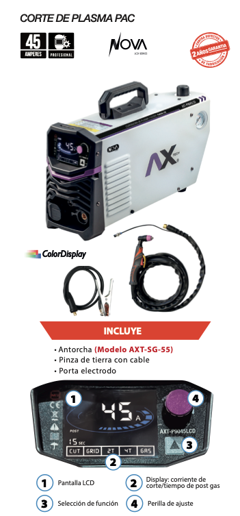 CORTADORA DE PLASMA BI VOLTAJE PANTALLA LCD 110V/30A - 220V/45A AXT-P9045LCD