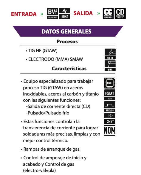 SOLDADORA INVERSOR TIG HF ALTA FRECUENCIA Y MMA 200AMP BIVOLTAJE 110/220V AXT-TH200LCD