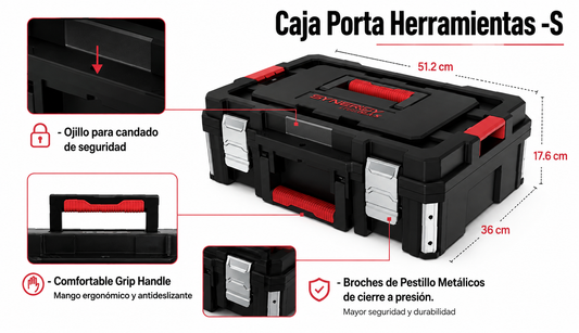 COMBO MINI ESMERILADORA 4 1/2" AX TECH + CAJA de HERRAMIENTAS PACKOUT USO RUDO
