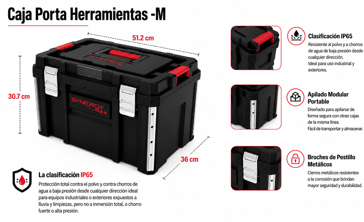 COMBO MINI ESMERILADORA 4 1/2" AX TECH + CAJA de HERRAMIENTAS PACKOUT USO RUDO