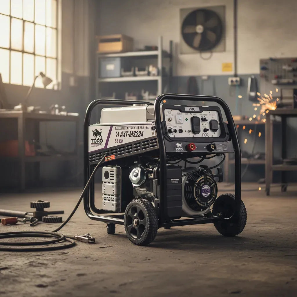 MOTOSOLDADORA A GASOLINA 50-180A  120/240V 16HP ENCENDIDO ELECTRICO Y LLANTAS