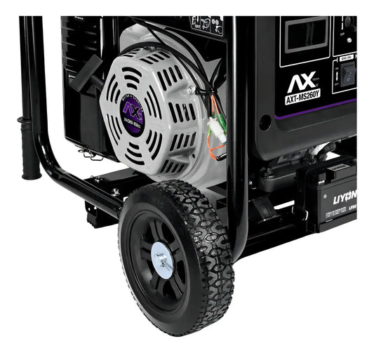 MOTOSOLDADORA Y GENERADOR A GASOLINA INVERTER, 260AMP, 110V, 14 HP, 1800Wtts, CON MARCHA Y BATERIA AXT-MS260Y