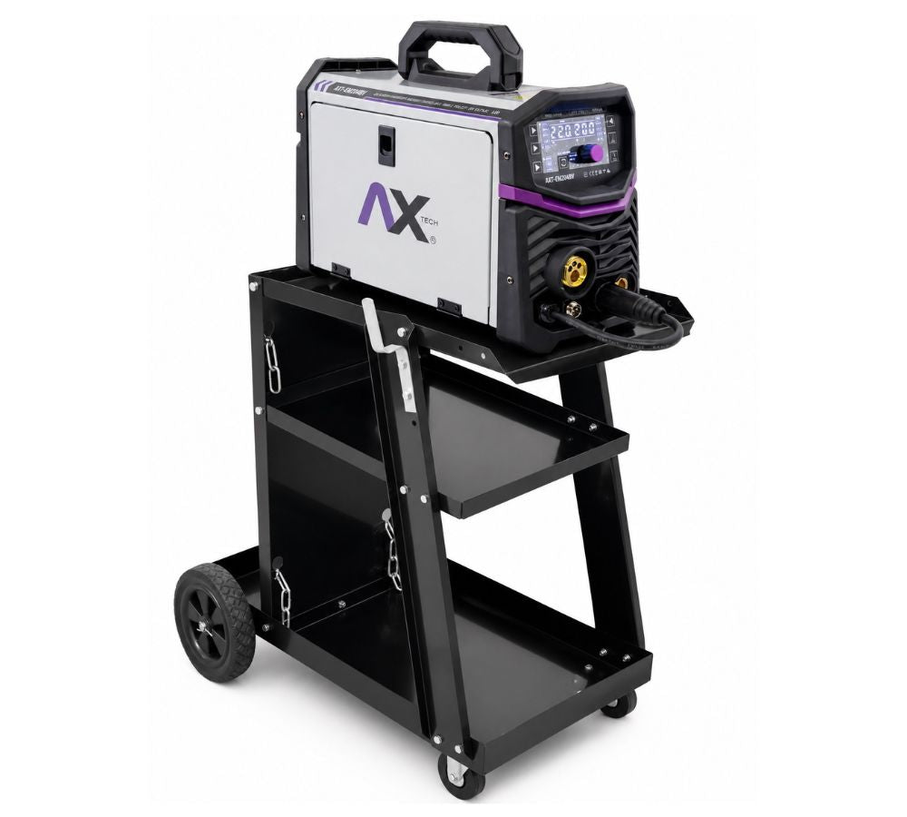 Combo SOLDADORA INVERSOR MULTIPROCESOS MIG, MMA, TIG LIFT 200AMP BIVOLTAJE 110/220V AX TECH + CARRITO TRANSPORTADOR AXT-EM204BV