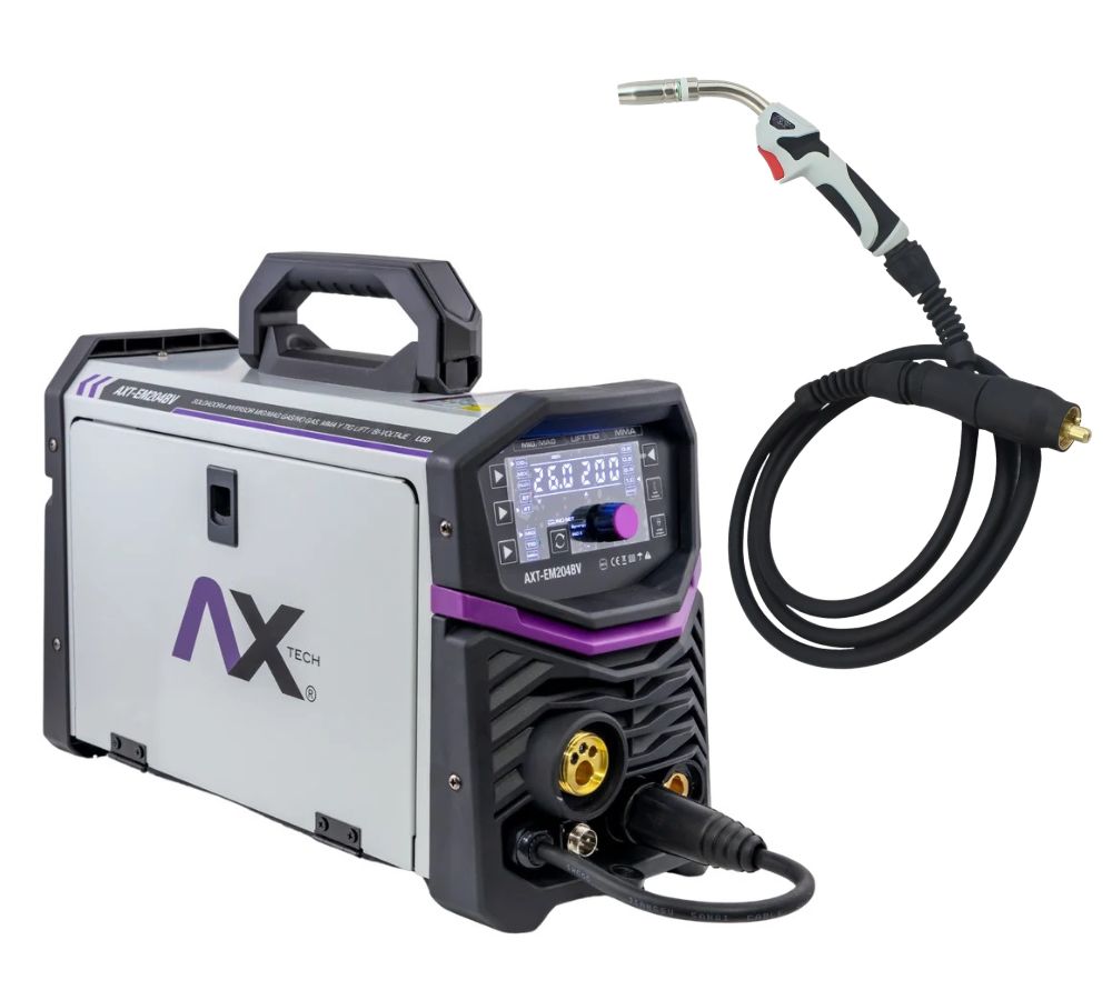 Combo SOLDADORA INVERSOR MULTIPROCESOS MIG, MMA, TIG LIFT 200AMP BIVOLTAJE 110/220V AX TECH + CARRITO TRANSPORTADOR AXT-EM204BV
