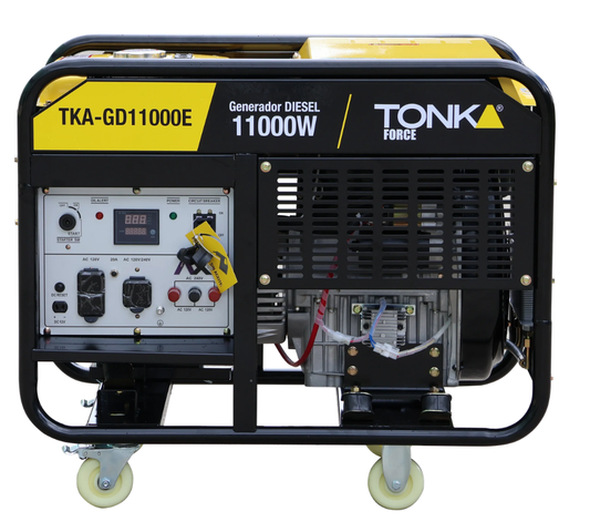 GENERADOR DIÉSEL 120/240 1P 11kW MAX ENCENDIDO ELECTRICO CON RUEDAS 20HP TKA-GD11000E