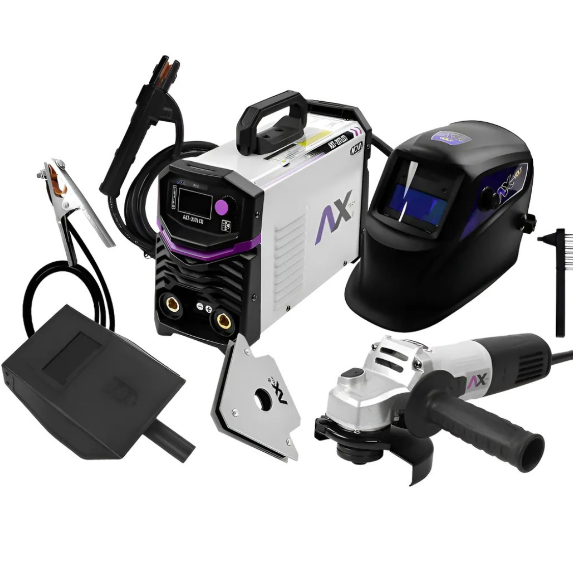 COMBO SOLDADORA INVERSOR AX TECH AXT-207LCD 200AMP 110/220V