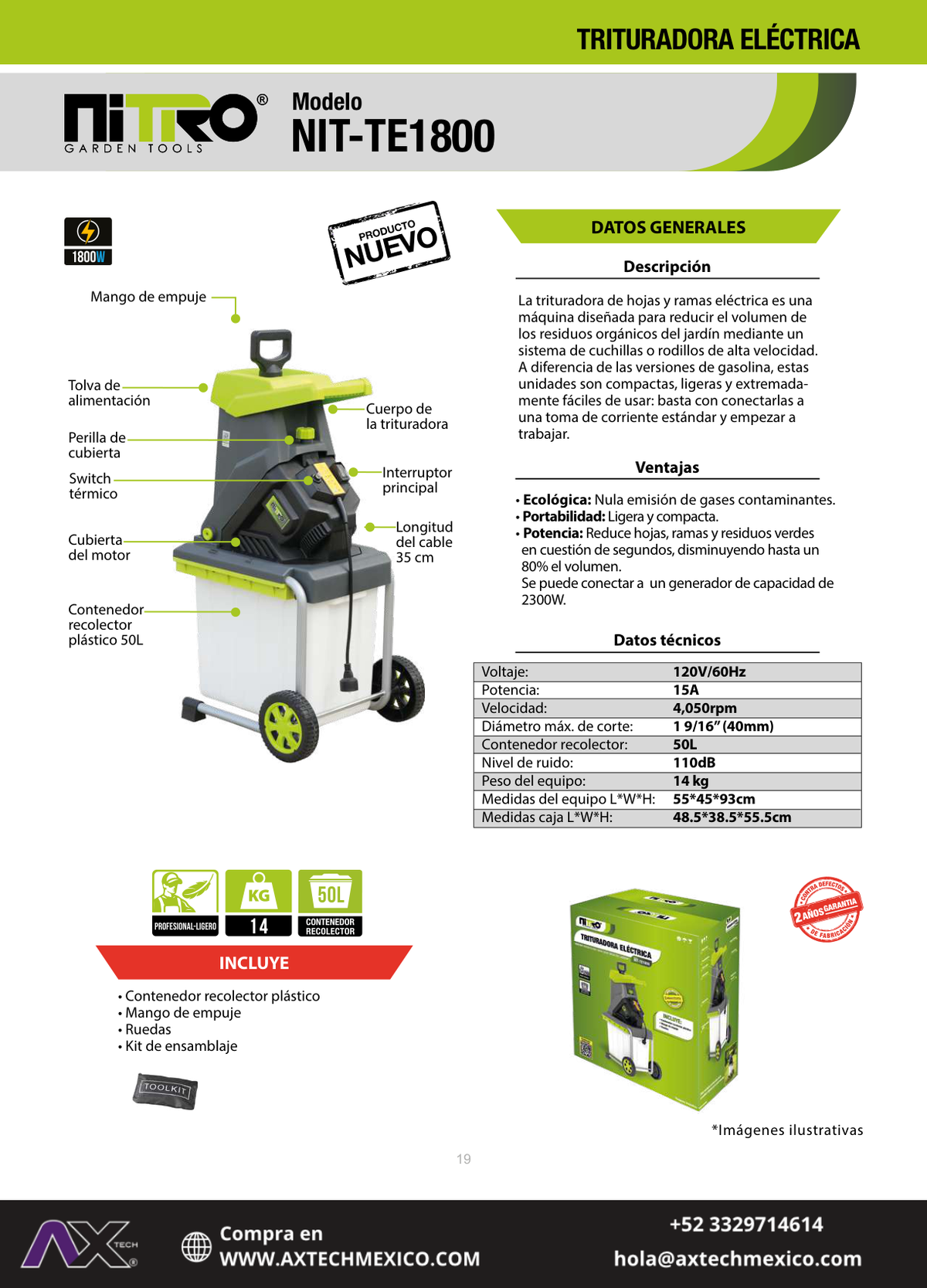 NIT-TE1800 ficha técnica