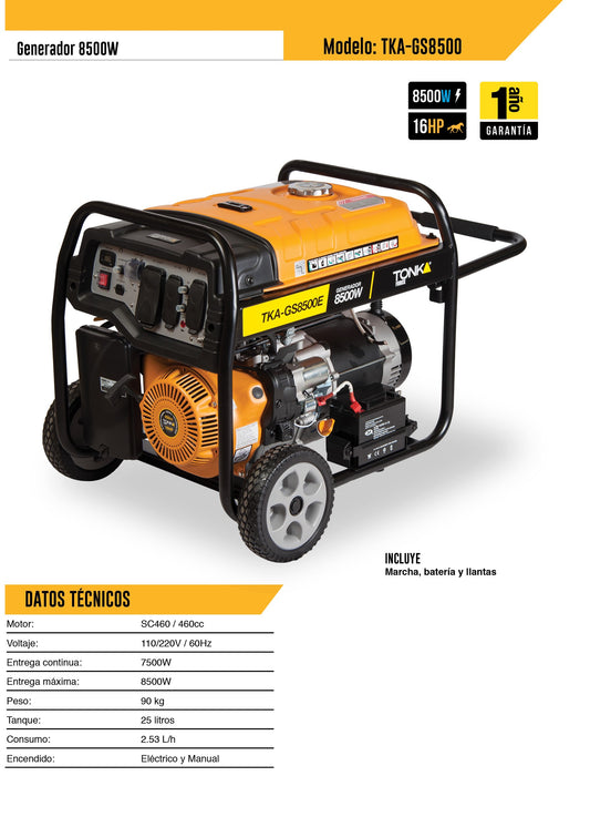 Generador a gasolina Tonka 8500W