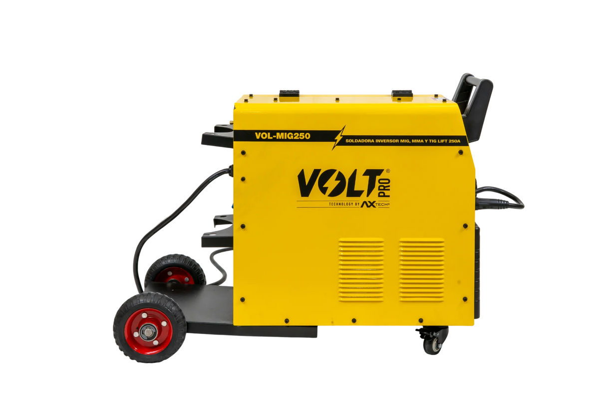 SOLDADORA INVERTER MULTIPROCESOS PARA ROLLOS DE 5 Y 15KG VOLT 250amp 220v VOL-MIG250