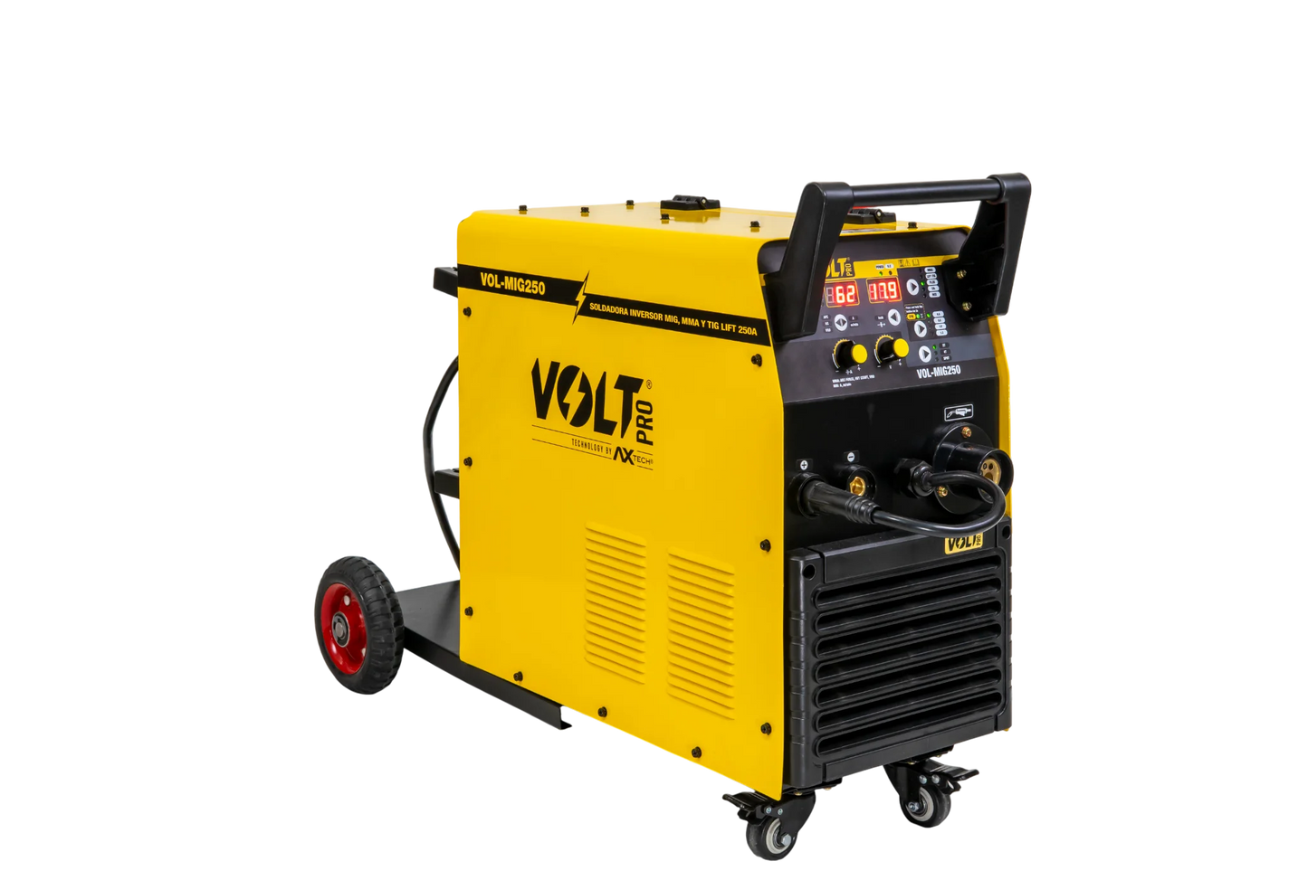 SOLDADORA INVERTER MULTIPROCESOS PARA ROLLOS DE 5 Y 15KG VOLT 250amp 220v VOL-MIG250