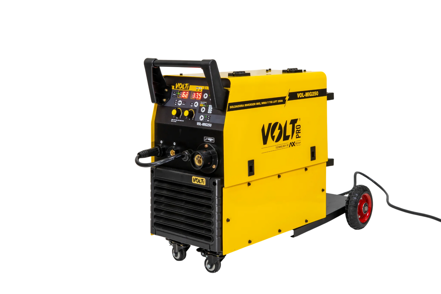 SOLDADORA INVERTER MULTIPROCESOS PARA ROLLOS DE 5 Y 15KG VOLT 250amp 220v VOL-MIG250