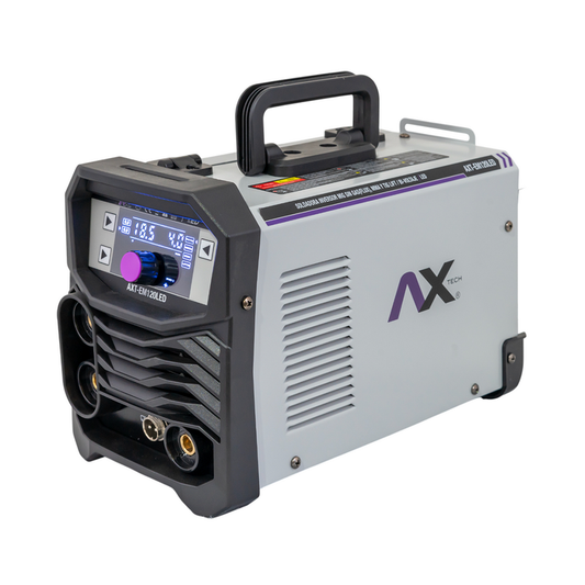 COMBO SOLDADORA INVERSOR MICROALAMBRE 1 Kg / ELECTRODO Y TIG LIFT 120A, BI VOLTAJE CON ESMERILADORA AXT-ES855, 10 DISCOS Y ROLLO DE 1 KG AXT-EM120LED-C1