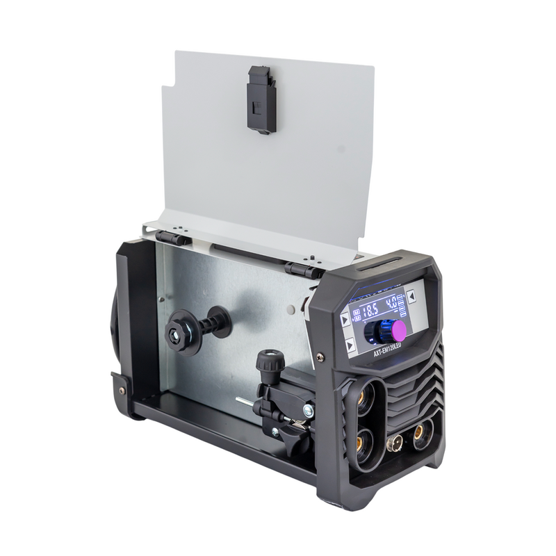 COMBO SOLDADORA INVERSOR MICROALAMBRE 1 Kg / ELECTRODO Y TIG LIFT 120A, BI VOLTAJE CON ESMERILADORA AXT-ES855, 10 DISCOS Y ROLLO DE 1 KG AXT-EM120LED-C1