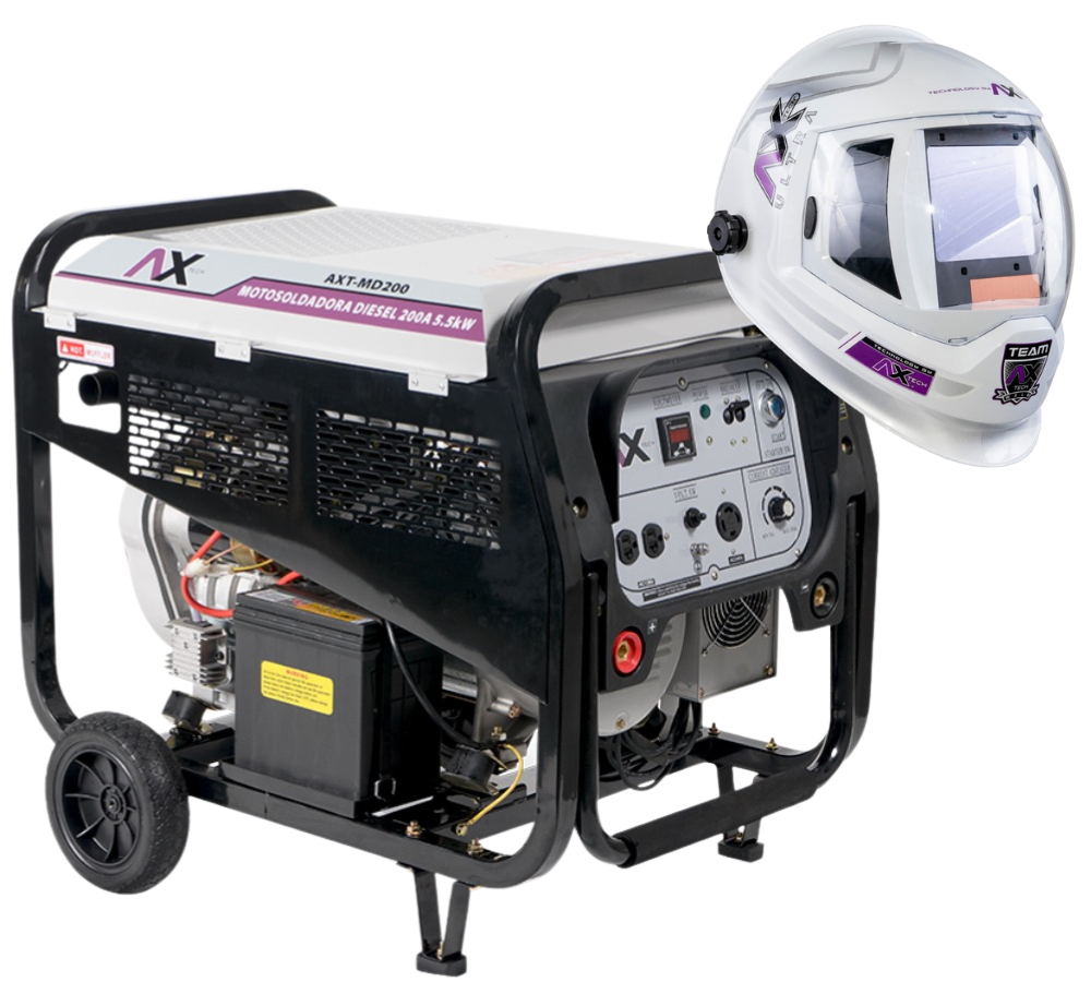 MOTOSOLDADORA GENERADOR A DIESEL 200 amp 5,500 w AX Tech AXT-MD200