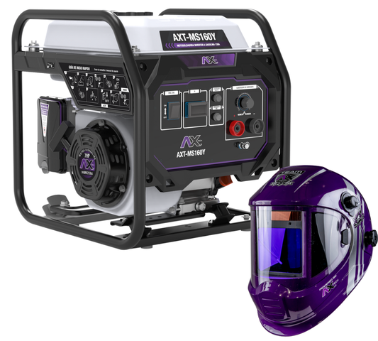 MOTOSOLDADORA  A GASOLINA 160 amp AX TECH INVERTER + CARETA 4 SENSORES AXT-MS160Y