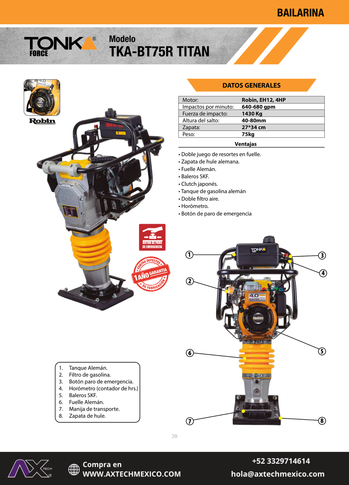 Ficha técnica Bailarina Tonka Titan 4HP